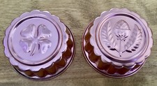 2 mini moldes de gelatina de aluminio color cobre años 60’s/70’s de colección, tuerca trébol-árbol
