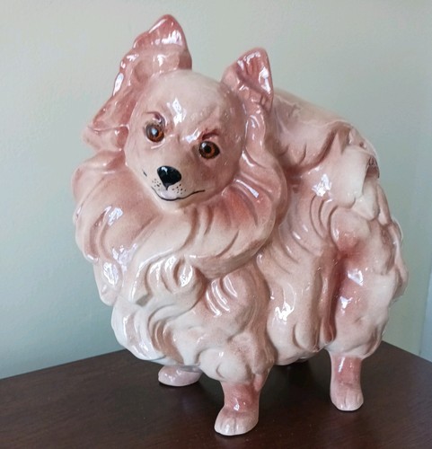Vintage 1970's Ceramic Pomeranian Dog Sculpture, signed P. Kivimaki 1976