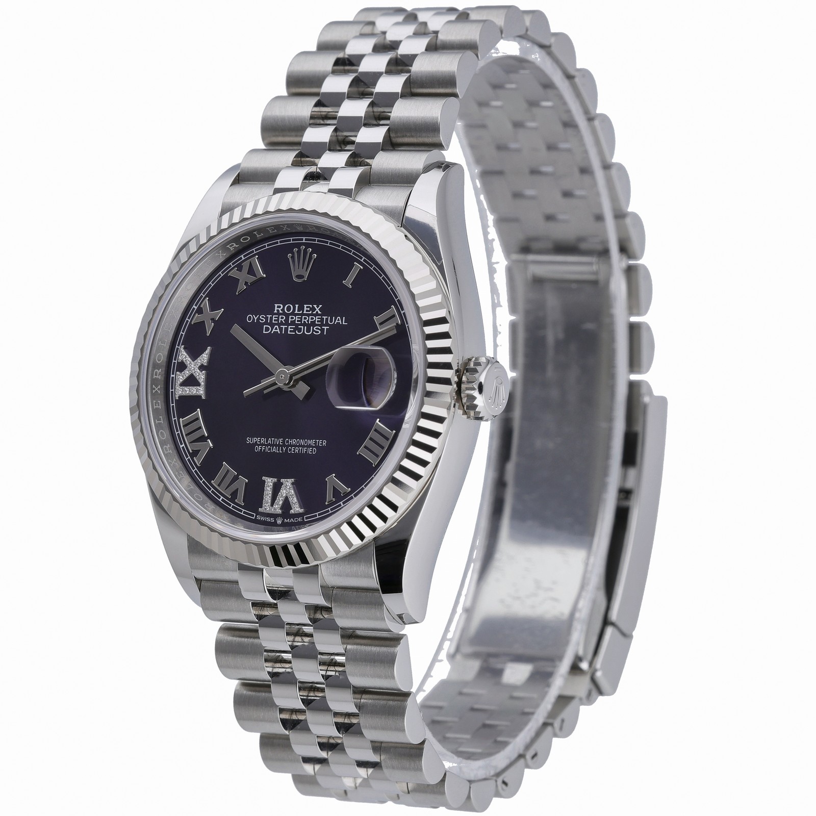 Rolex Datejust 36 126234 with 36mm Steel & White Gold case and Aubergine set ... image 4