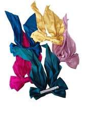 Satin Bow Barrette Hair Clips for Women, Multicolor Yellow Pink Blue Teal Purple