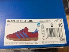 Adidas Gazelle Golf Lux UK 10 | Red Blue Leather Waterproof JQ7720
