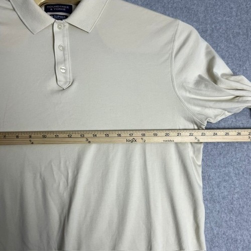 Roundtree & Yorke Men's Beige Supima Cotton Long Sleeve Polo Shirt Size Large - Picture 5 of 6