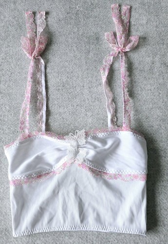 For Love & Lemons Hailey Rib Top With Lace Shoulder Ties! Size XS - Picture 4 of 5