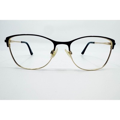 Superflex Eyeglass Frames Womens Black Gold SF-587 S204 Cat Eye 53-17-135