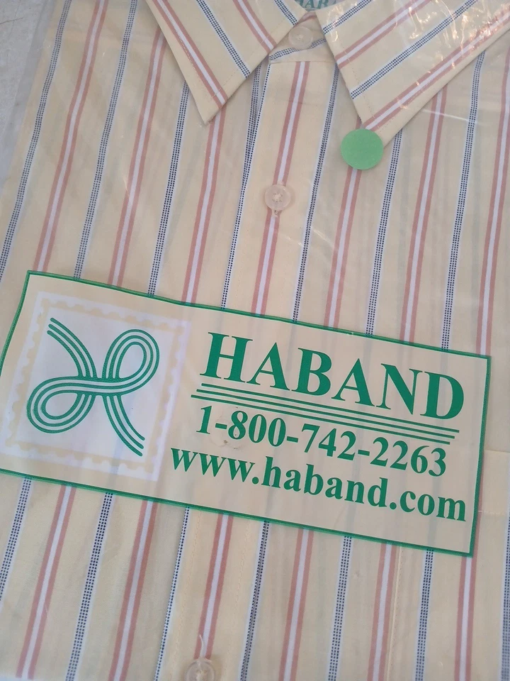 New Vintage Haband Mens Button Down Dress Casual Shirt NOS Deadstock Sz 17 Large - Image 3 of 4