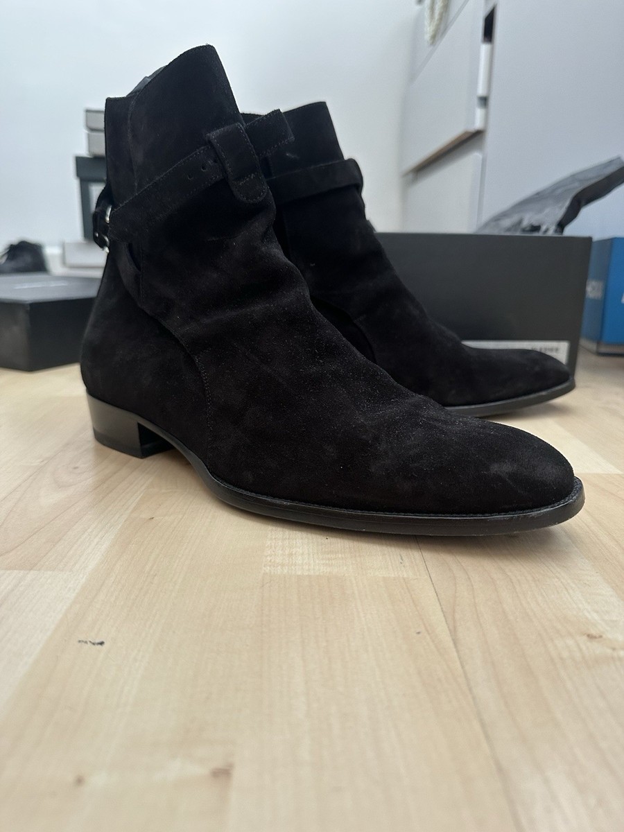 SAINT LAURENT WYATT 30 JODHPUR EU 42 UK HEDI SLIMANE BLACK SUEDE