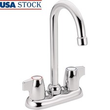 High Arc Bar Faucet Two-Handle Deck Mount Chrome Washerless Mini Blade Design US