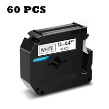 60pk Label Tape M-K231 MK-231 for Brother P-touch PT-85 PT-90 80 Black on White