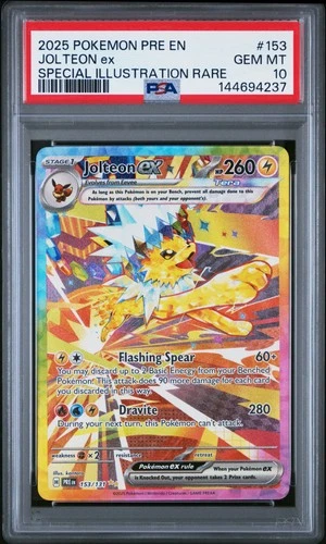 2025 POKEMON PRISMATIC EVOLUTIONS ILLUSTRATION RARE #153 JOLTEON EX PSA 10