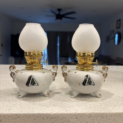 Vintage H.B. Mackrides Masonic Oil Lamp New in Box Made in Japan TLC set of 2