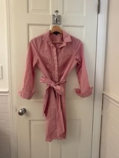 j. crew red/white stripe mini dress with sash tie button up