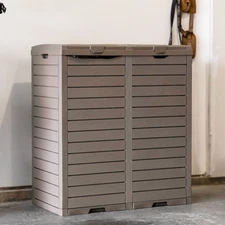 78 Gal. Outdoor Double Trash Can with Lids - Light Gray by Sunnydaze