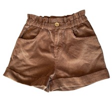 Zara Kids Wide Wale Corduroy Shorts Girls Size 11-12 Brown Cuffed  Paperbag  EUC
