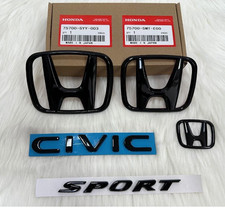 Honda Civic 2022-2025 Sport Sedan Genuine Oem Gloss Black Logo Emblem Set