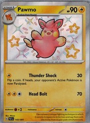 Pawmo 143/091 Paldean Fates Shiny Rare Holo