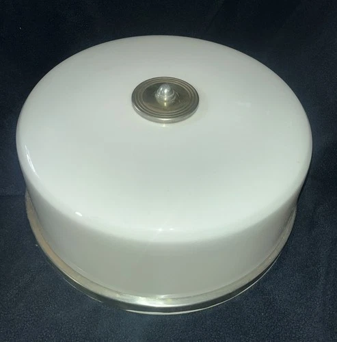 VTG Large Milk Glass Ceiling Light Lamp Shade Fixture Flush Mount Mid Century