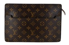 Authentic LOUIS VUITTON LV Monogram Leather Pochette HOMME Clutch Travel Bag