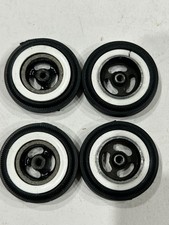 Slotted Wheels 4 with Hard White Wall Tires for 1/24 scale slot cars NOS