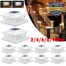 2/4/10 Pack LED Solar Post Lights Outdoor Deck Cap Fence Light PVC Vinyl 4x4 6x6
