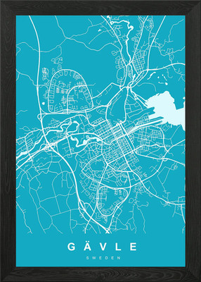 GAVLE Karte SCHWEDEN gerahmtes Wandbild Poster Leinwanddruck Bild