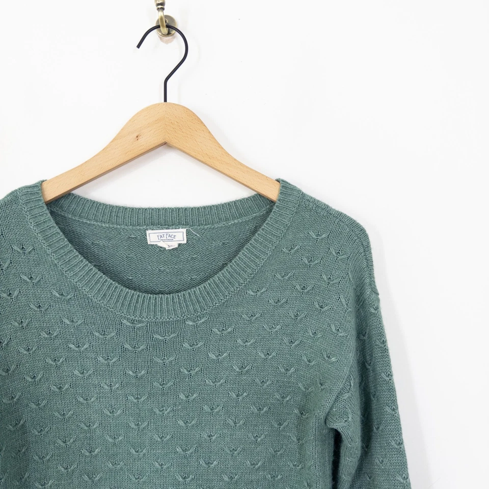 Fat Face Emmy Buttoned Jumper Size 6 Sea Foam Green Knit Pullover - Image 3 of 4