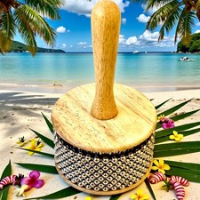 LP Latin Percussion Wooden Hand Afuche Cabasa Rhythm Steel Instrument