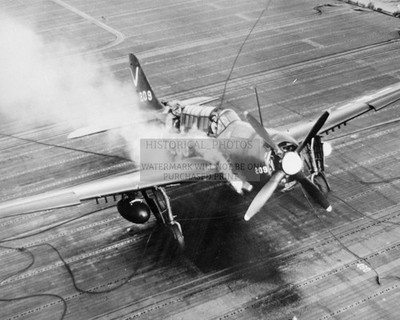 DAMAGED CURTISS SB2C-4E HELLDIVER USS TICONDEROGA 1945 8X10 PHOTO