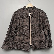 Chico  s Women  s Size 1 M/8 Black Lace Overlay W/ Beading  Beige Lining Jacket