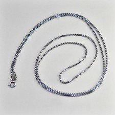 30  , 1mm, Vintage sterling silver Italy 925 silver box chain, necklace