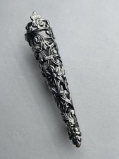Antique Vintage Silver Tone Filigree Style Pattern Flower Posy Holder Brooch