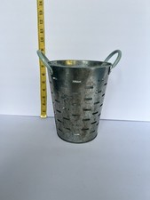 Galvanized Metal Olive Bucket Basket w/ Handl...