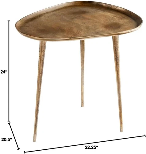 Large Bexley Aluminum Table - Antique Gold Finish, 22.25'' Tall Decor Piece - Picture 2 of 5