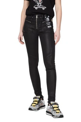 DIESEL Slandy-BKX 069JT Jean Femme Super Skinny W24/L32 Violet Enduit - Photo 1/4