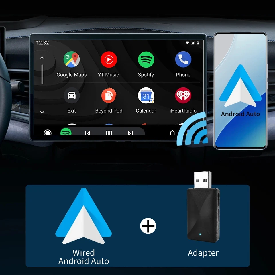 NUOVO 2025 Adattatore Wireless Carplay Android Auto 2in1 Smart Mini Box WIFI BT - Immagine 4 di 4