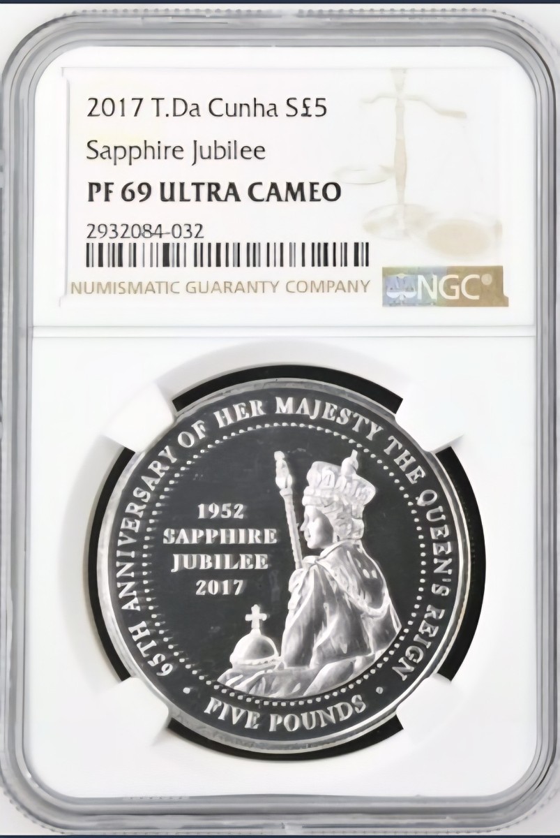 TOP POP - 2017 TDC T. DA CUNHA Silver £5 Sapphire Jubilee Proof