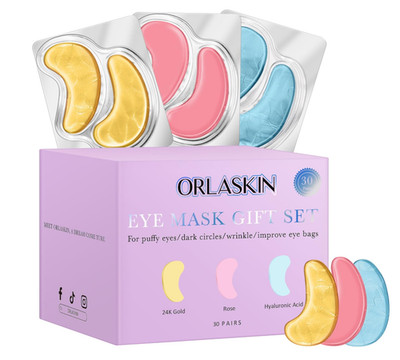 Under Eye Gel Patches 30 Pairs Rose Hyaluronic Acid 24K Gold Eye Care Set