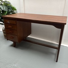 Vintage 1940s Oak Single Pedestal 4 Drawer Office Writing Desk