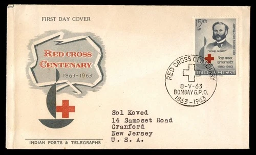 Mayfairstamps India FDC 1963 Henri Dunant Red Cross First Day Cover aaw_93949