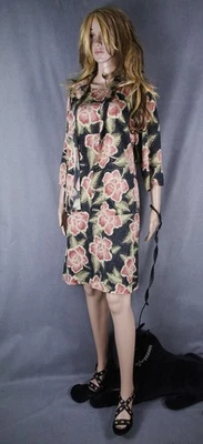100% Seide Kleid  Chiffon Silk Shift Dress Suit Tommy Bahama Red Floral Gr M - Bild 1 von 4