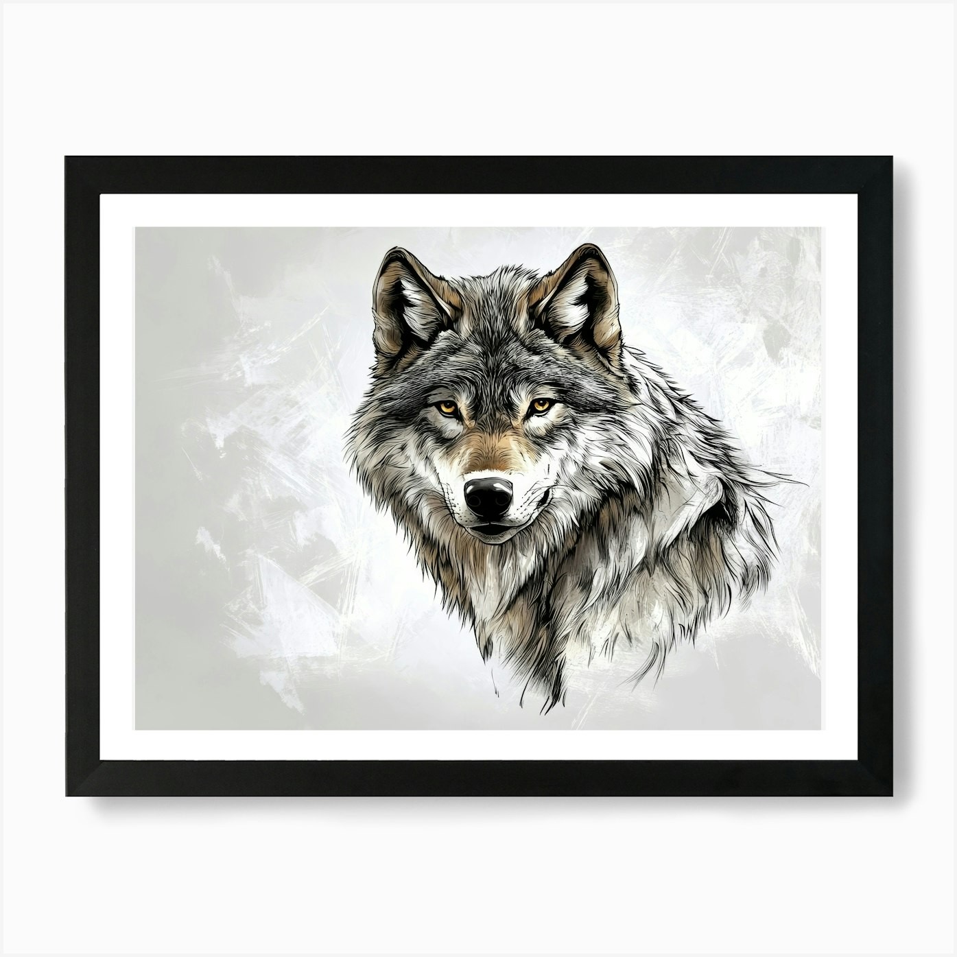 Gray Wolf Art Print Framed Wall Art Poster Canvas Print Picture