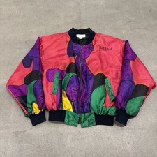 Vintage Picasso One Size Unisex Jacket Bright Multicolor Satin Bomber 80s