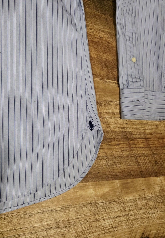 Ralph Lauren Men’s Pinstripe Dress Shirt White Contrast Collar Size 16 (40/41) L - Image 3 of 4