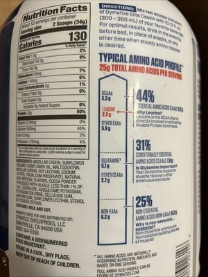 Dymatize Elite Casein Protein Powder, Muscle Gain & Strength - Multiple Servings