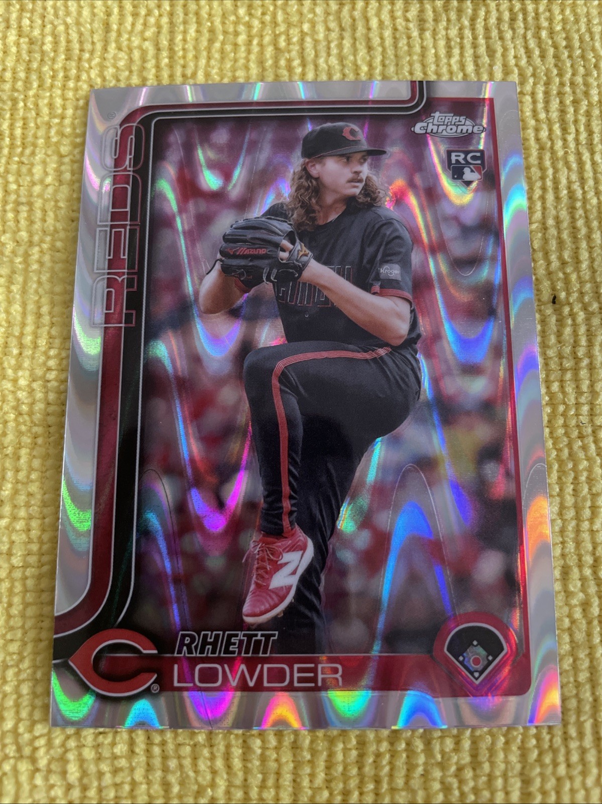 2025 TOPPS CHROME RHETT LOWDER #147 Baseball CARD Rookie REDS RC RAYWAVE