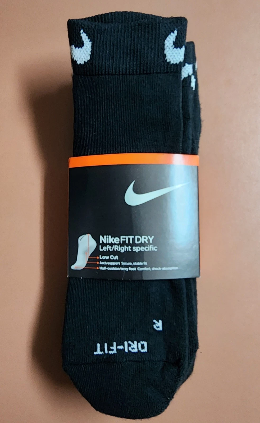 Nike Fit Dry Low Cut Black Socks 3 Pair Size Large New
