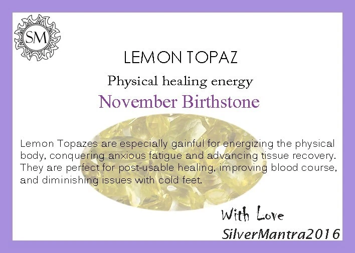 Ovale Naturale Limone Topazio Argento Sterling Massiccio Best Amico Regalo Unico - Immagine 3 di 4