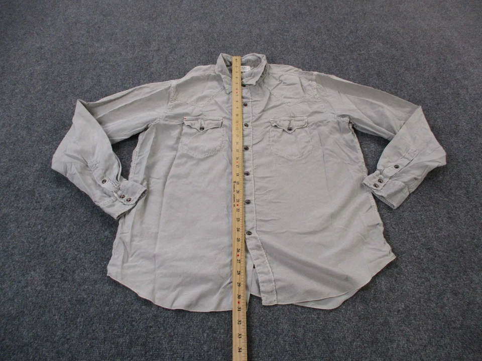 Camisa Ryan Michael Hombres XL Gris Seda Perla Occidental Logo Estrella a Presión Rodeo Vaquero Foto 3 de 4