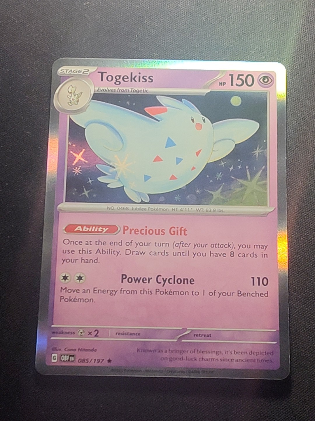 Togekiss 85/197 Pokemon TCG Obsidian Flames Holo Foil Rare Card Near Mint NM