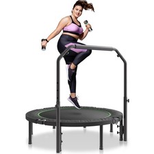 52" Foldable Exercise Trampoline with Handle  Adjustable Height for Adults