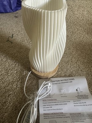 Portable Dimmable USB LED Table Lamp White Glass/Wood Base 3W 3000-6000K